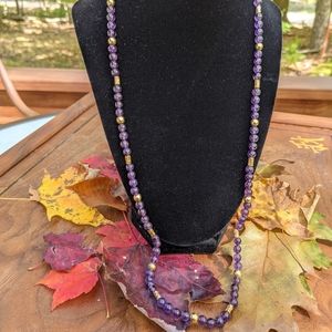 Amythest and 14k gold beaded necklace